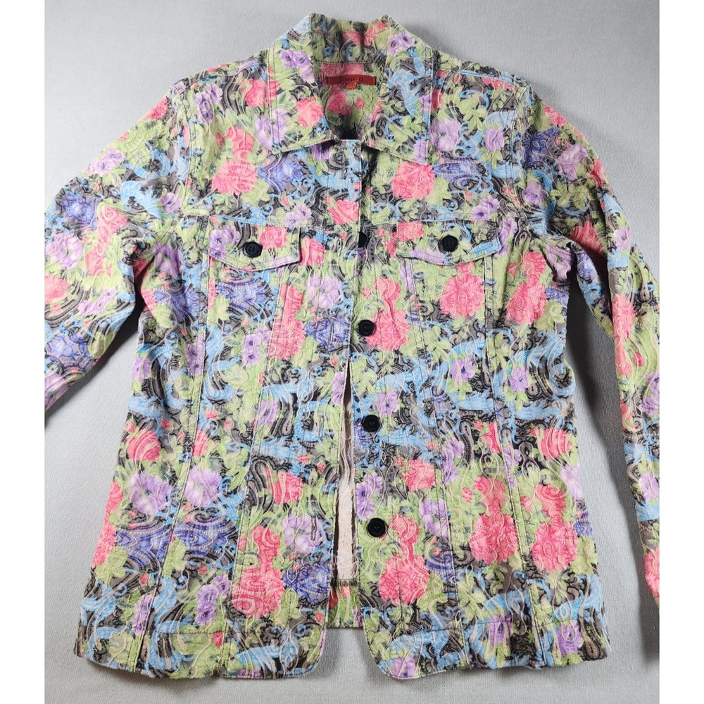 Joni B Vintage Floral Brocade Jacket M Maximalist Cottagecore Artsy‎ 90s Button